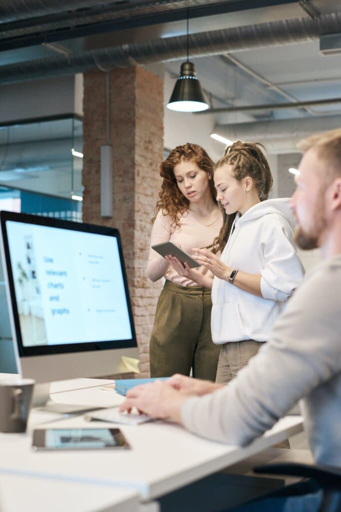 Development team discussing the AI blueprint
